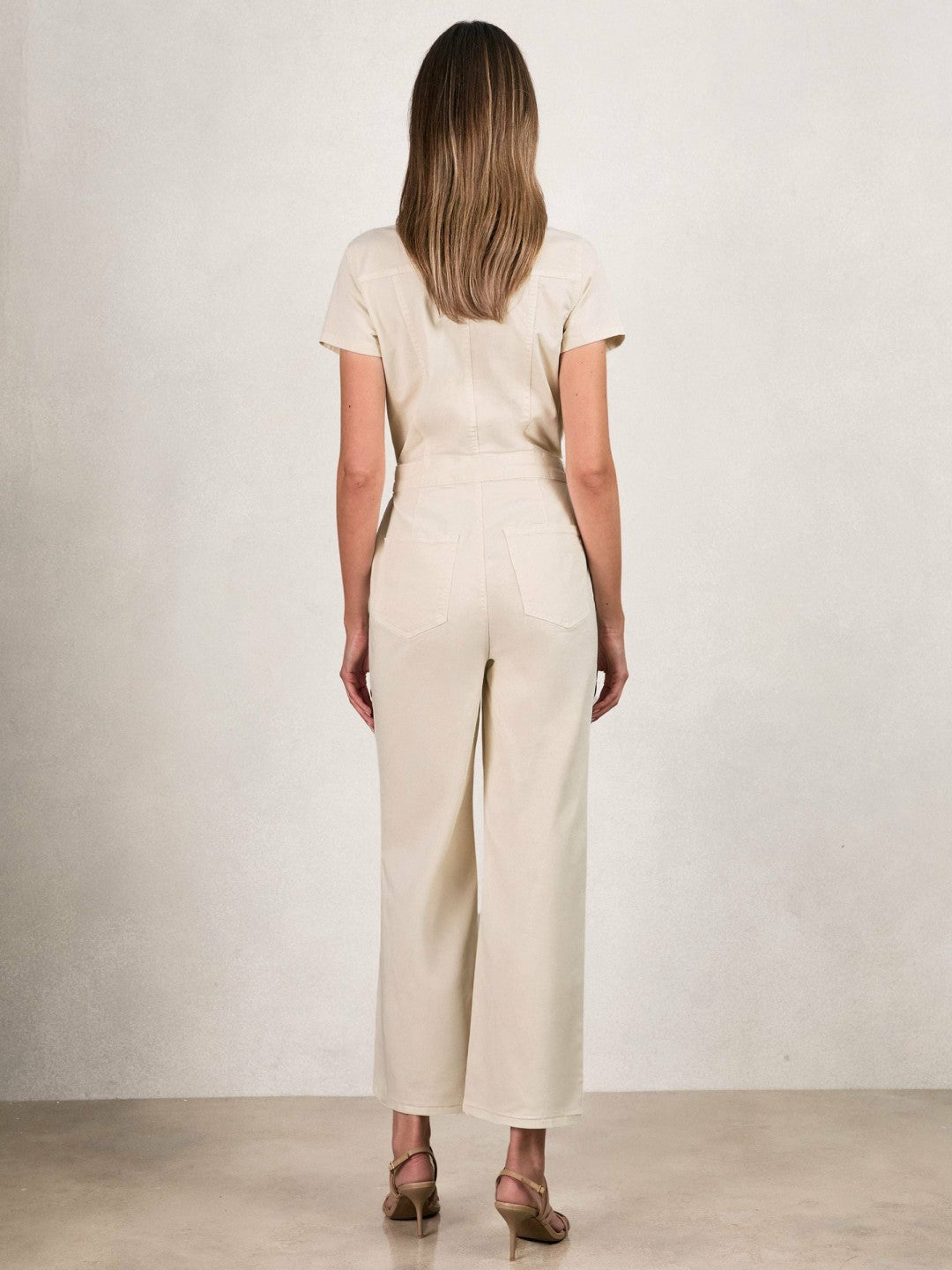 Good American Cotton Twill Jumpsuit with Stretch in Ecru Women | Reiss