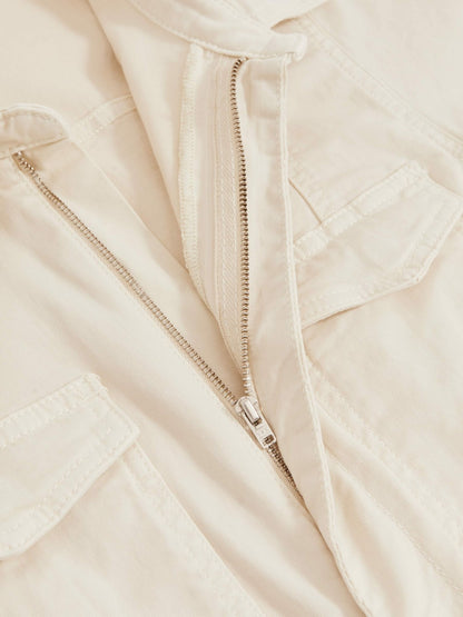 Good American Cotton Twill Jumpsuit with Stretch in Ecru Women | Reiss