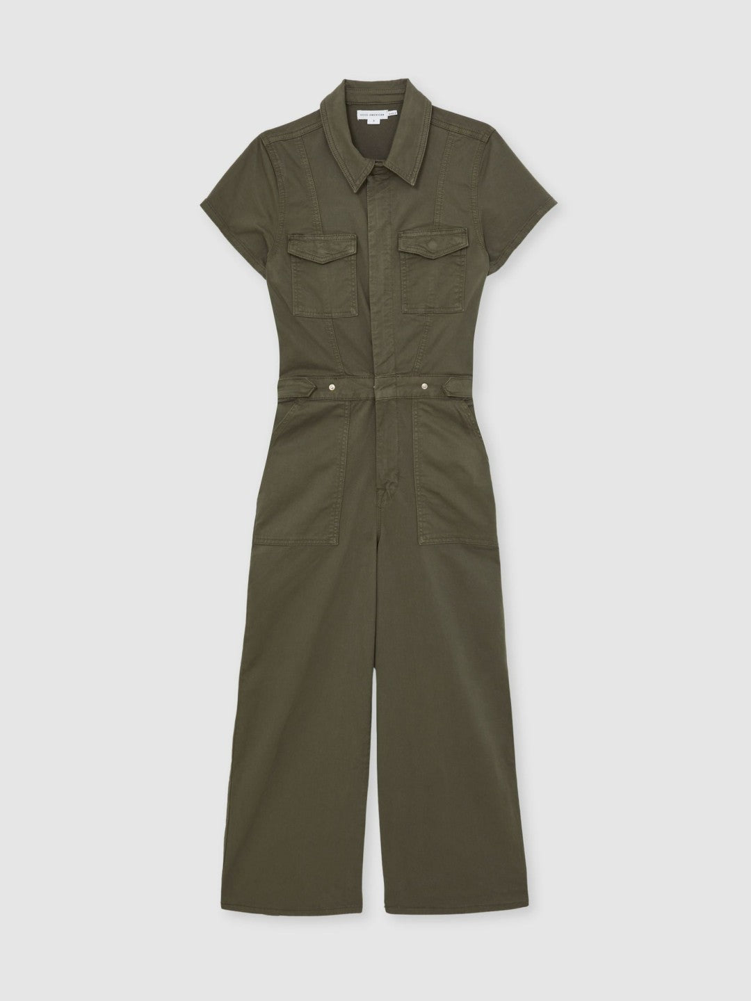 Good American Cotton Twill Jumpsuit with Stretch in Khaki Women | Reiss