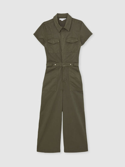 Good American Cotton Twill Jumpsuit with Stretch in Khaki Women | Reiss
