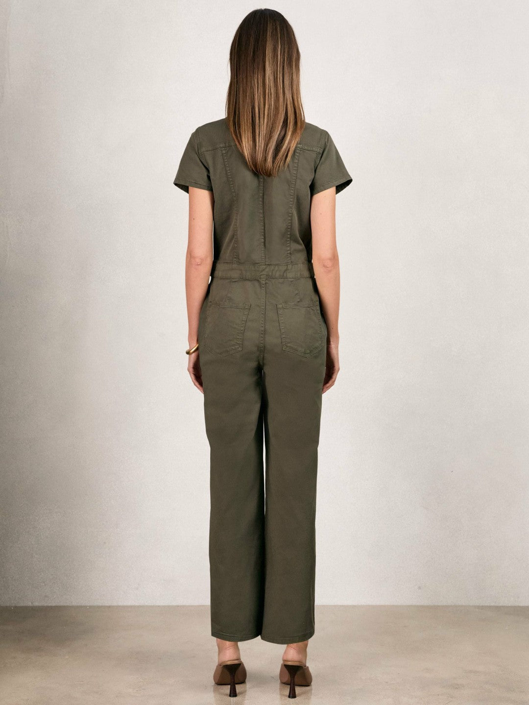 Good American Cotton Twill Jumpsuit with Stretch in Khaki Women | Reiss
