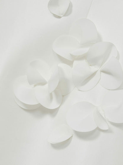 Acler Ivory Petal Detail Fitted Midi Dress in Ivory Women | Reiss