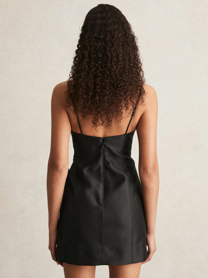 Acler Petal Detail Fitted Mini Black Dress in Black Women | Reiss