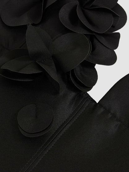 Acler Petal Detail Fitted Mini Black Dress in Black Women | Reiss