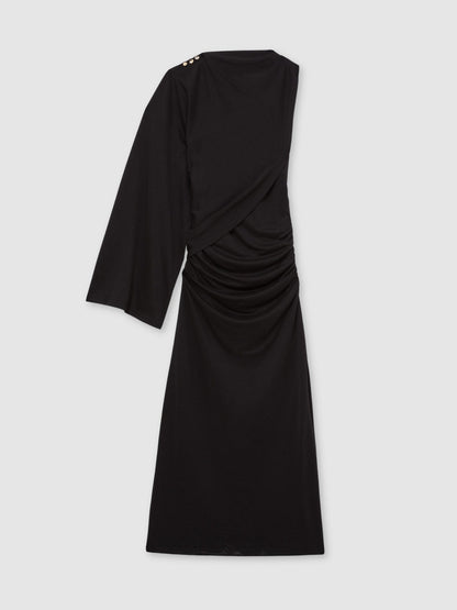Acler Jersey Draped Midi Dress in Black Women | Reiss