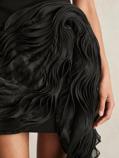 Acler Layered Ruffle Mini Black Dress in Black Women | Reiss