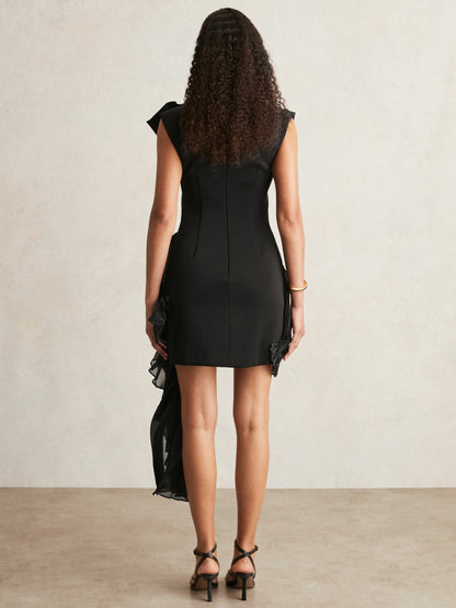 Acler Layered Ruffle Mini Black Dress in Black Women | Reiss