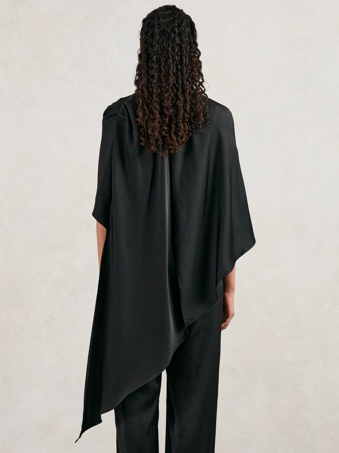Halston Crepe Wide Leg Cape Jumpsuit in Black Women | Reiss