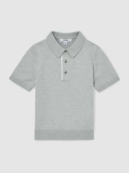 9-13 yrs Contrast Placket Polo Shirt With Cotton in Washed Sage Children & Baby | Reiss