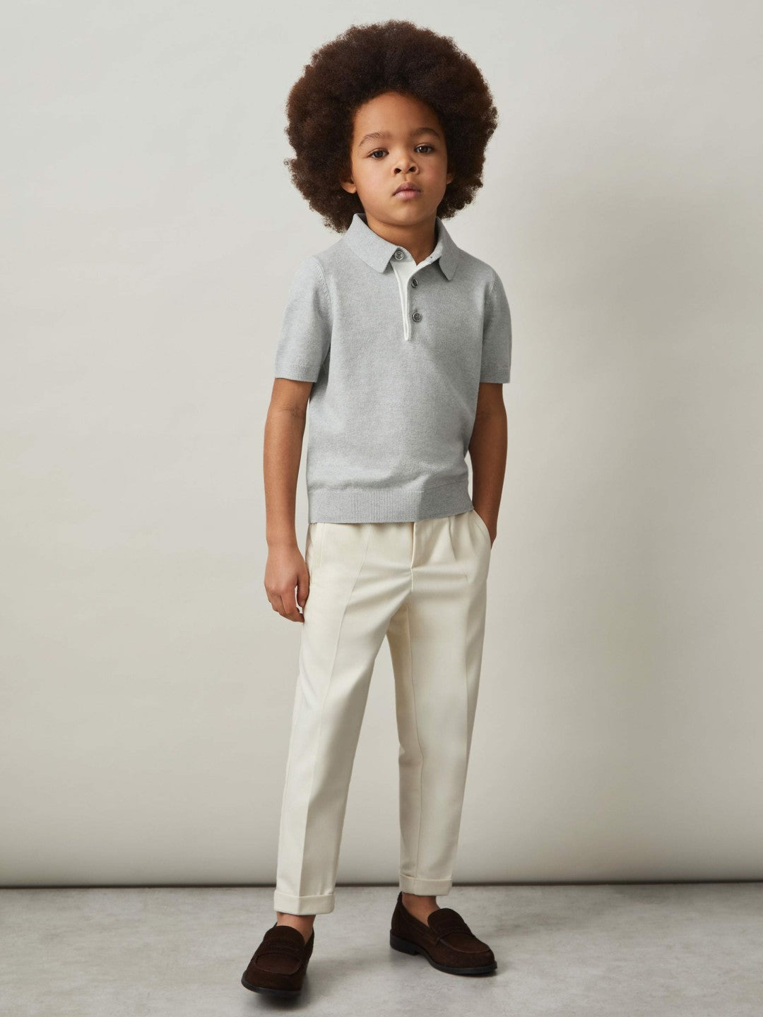 9-13 yrs Contrast Placket Polo Shirt With Cotton in Washed Sage Children & Baby | Reiss