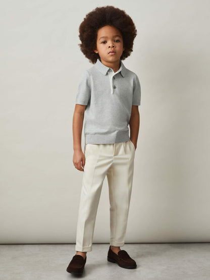 9-13 yrs Contrast Placket Polo Shirt With Cotton in Washed Sage Children & Baby | Reiss