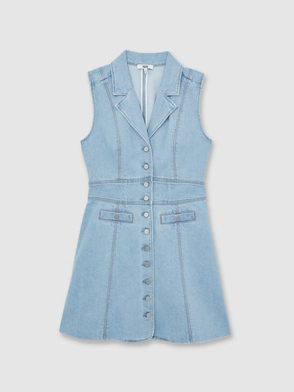 Paige Denim Button-Through Mini Dress in Jocelyn Blue Women | Reiss