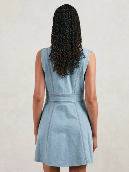 Paige Denim Button-Through Mini Dress in Jocelyn Blue Women | Reiss
