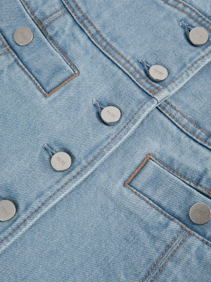 Paige Denim Button-Through Mini Dress in Jocelyn Blue Women | Reiss