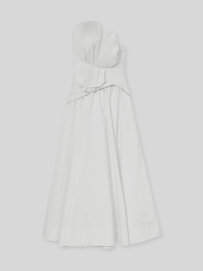 Acler Ivory Plissé Fan Strapless Maxi Dress in Ivory Women | Reiss