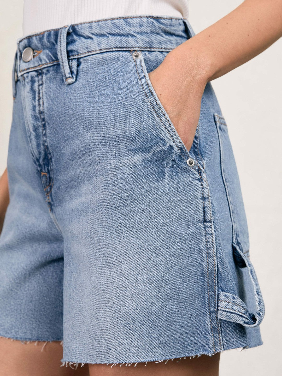 90S Long 100% Cotton Shorts in Indigo Blue Women | Reiss
