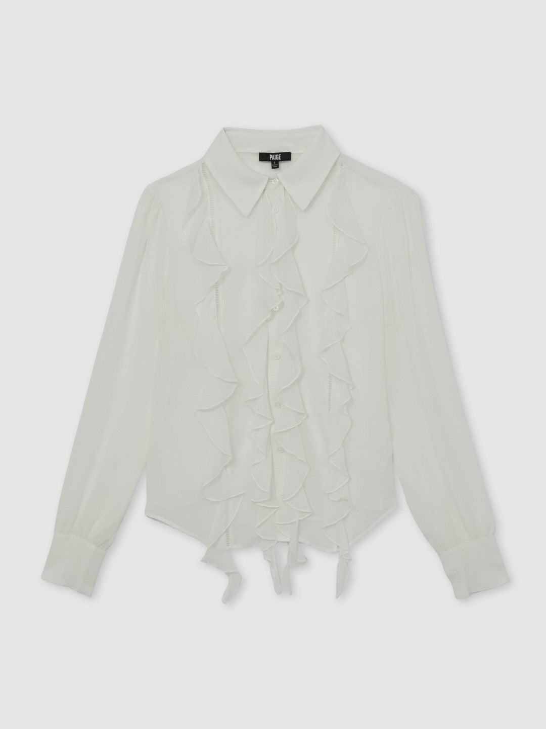 Paige Silk Georgette Ruffle Trim Shirt in White Women | Reiss