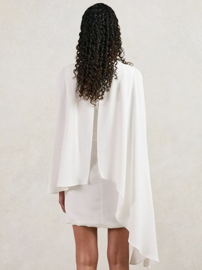 Halston Mini Ivory Asymmetric Cape Dress in Ivory Women | Reiss