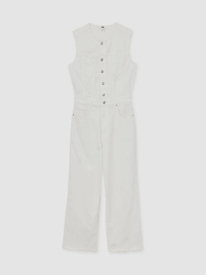 Paige Denim Straight Leg Jumpsuit in Ecru Women | Reiss