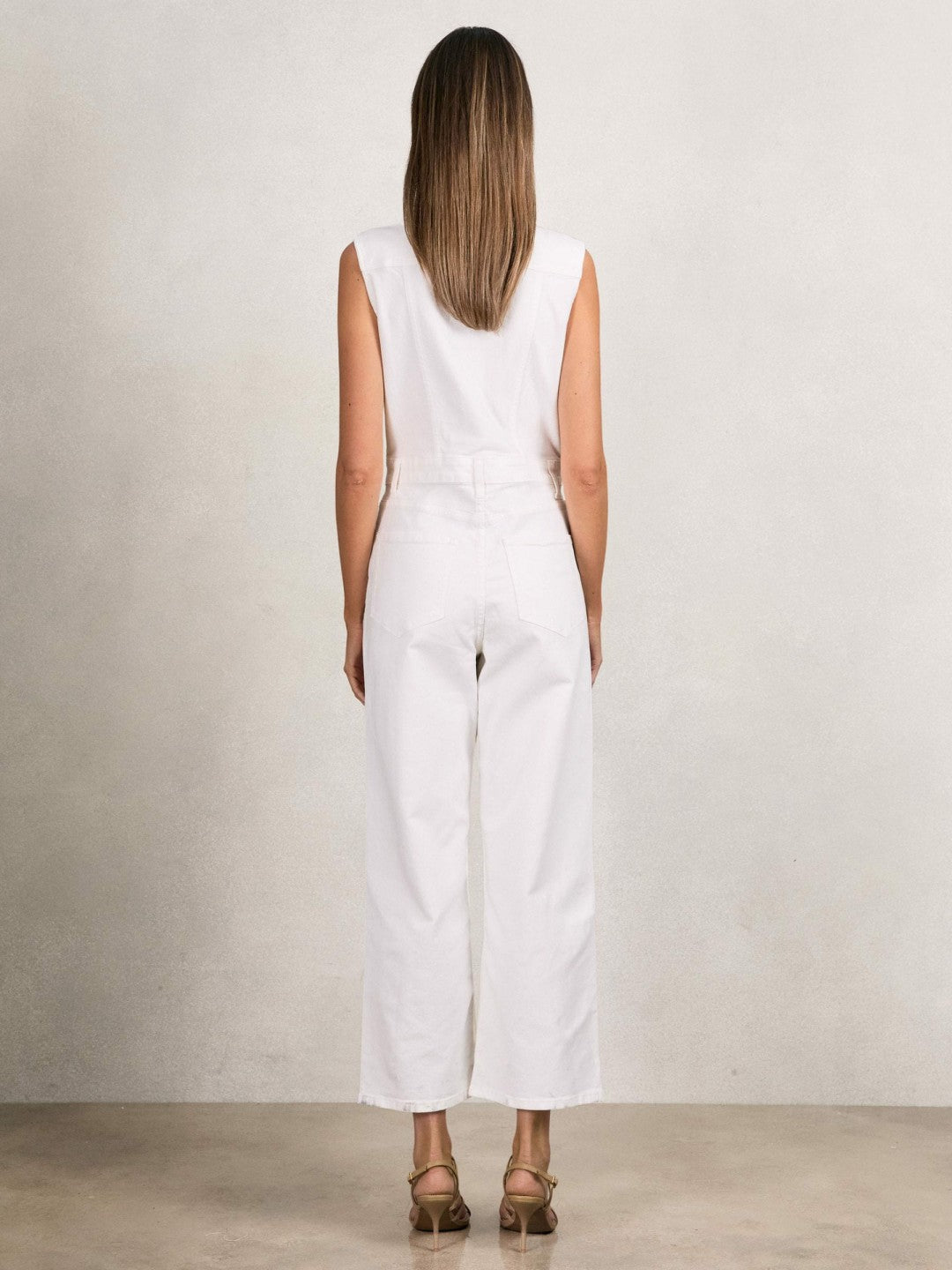 Paige Denim Straight Leg Jumpsuit in Ecru Women | Reiss