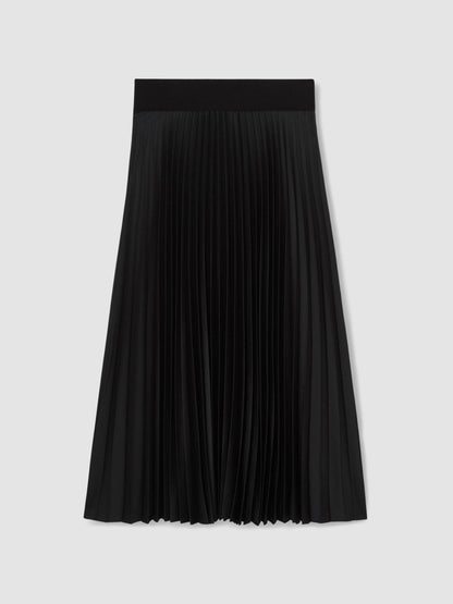 Pleated Midi Skirt in Black Women | Reiss