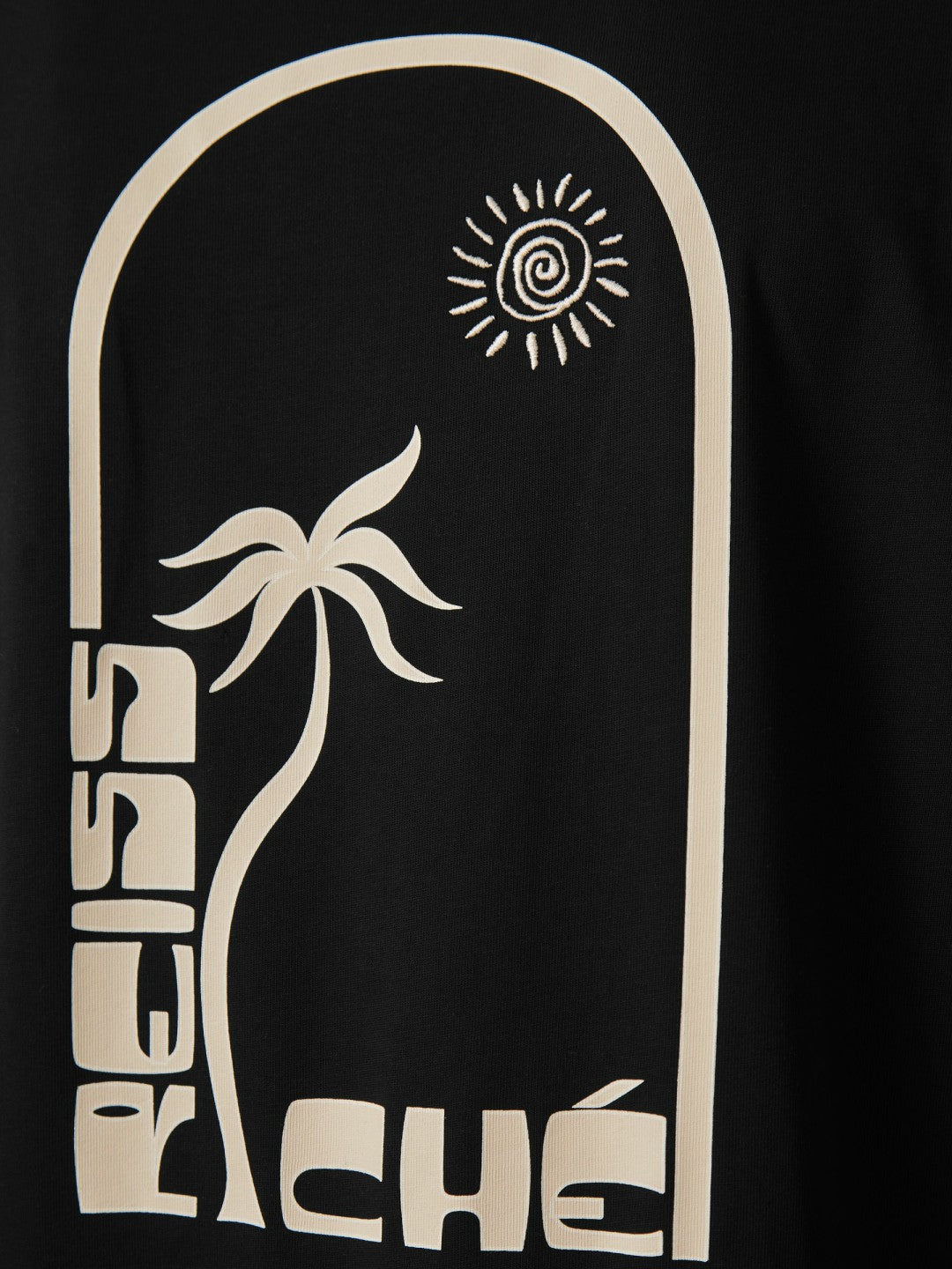 | Ché Cotton Palm-Print T-Shirt in Black Men | Reiss