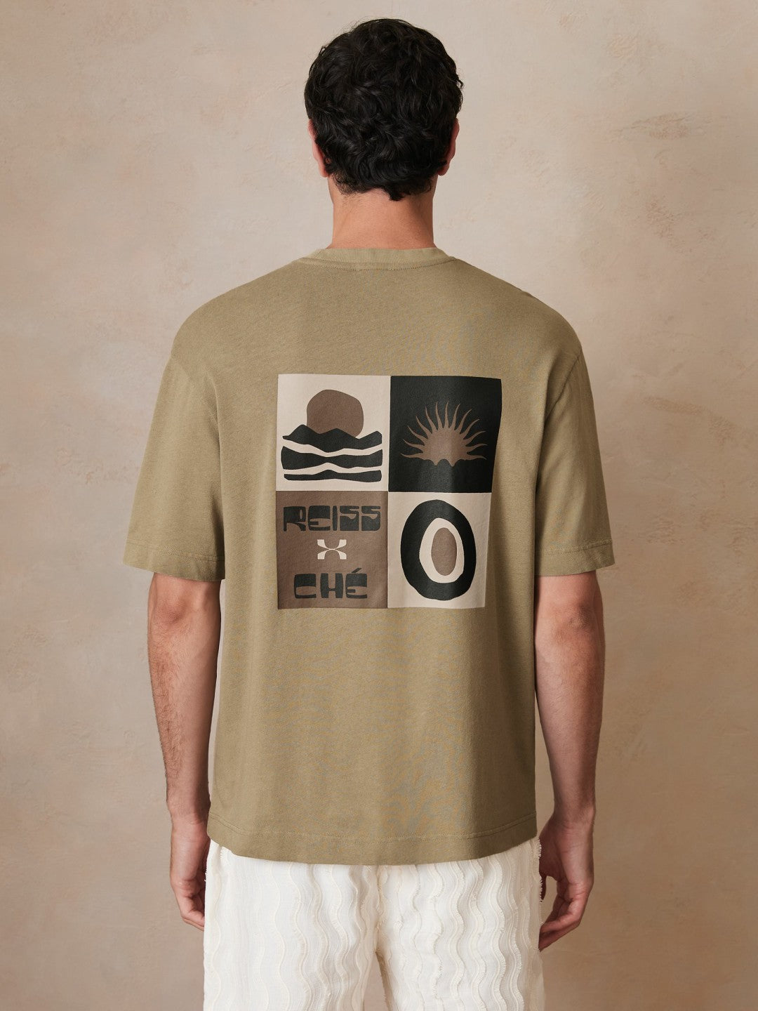 | Ché Cotton-Linen Sunset T-Shirt in Sage Green Men | Reiss