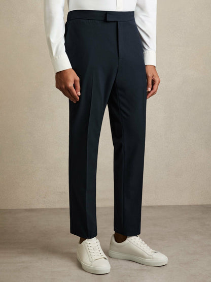Slim-Fit Internal-Drawstring Trousers in Navy Men | Reiss