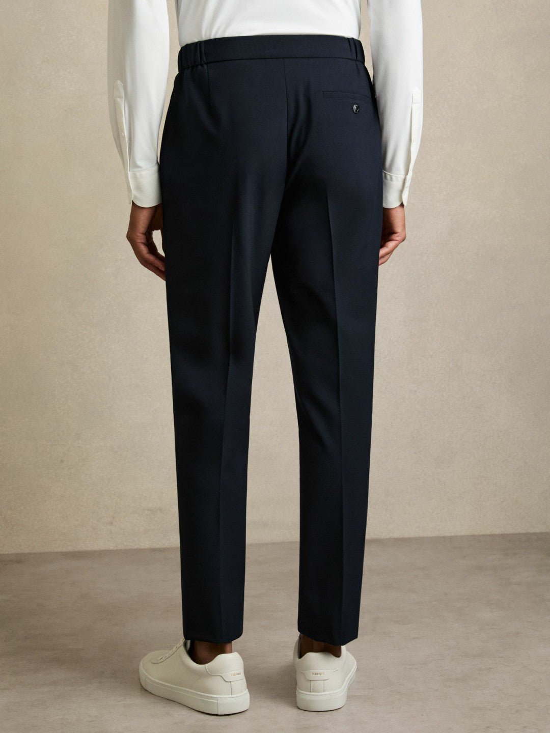 Slim-Fit Internal-Drawstring Trousers in Navy Men | Reiss
