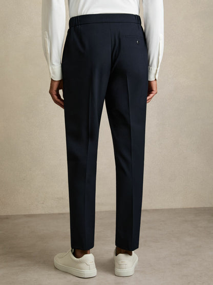 Slim-Fit Internal-Drawstring Trousers in Navy Men | Reiss
