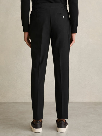 Slim-Fit Internal-Drawstring Trousers in Black Men | Reiss
