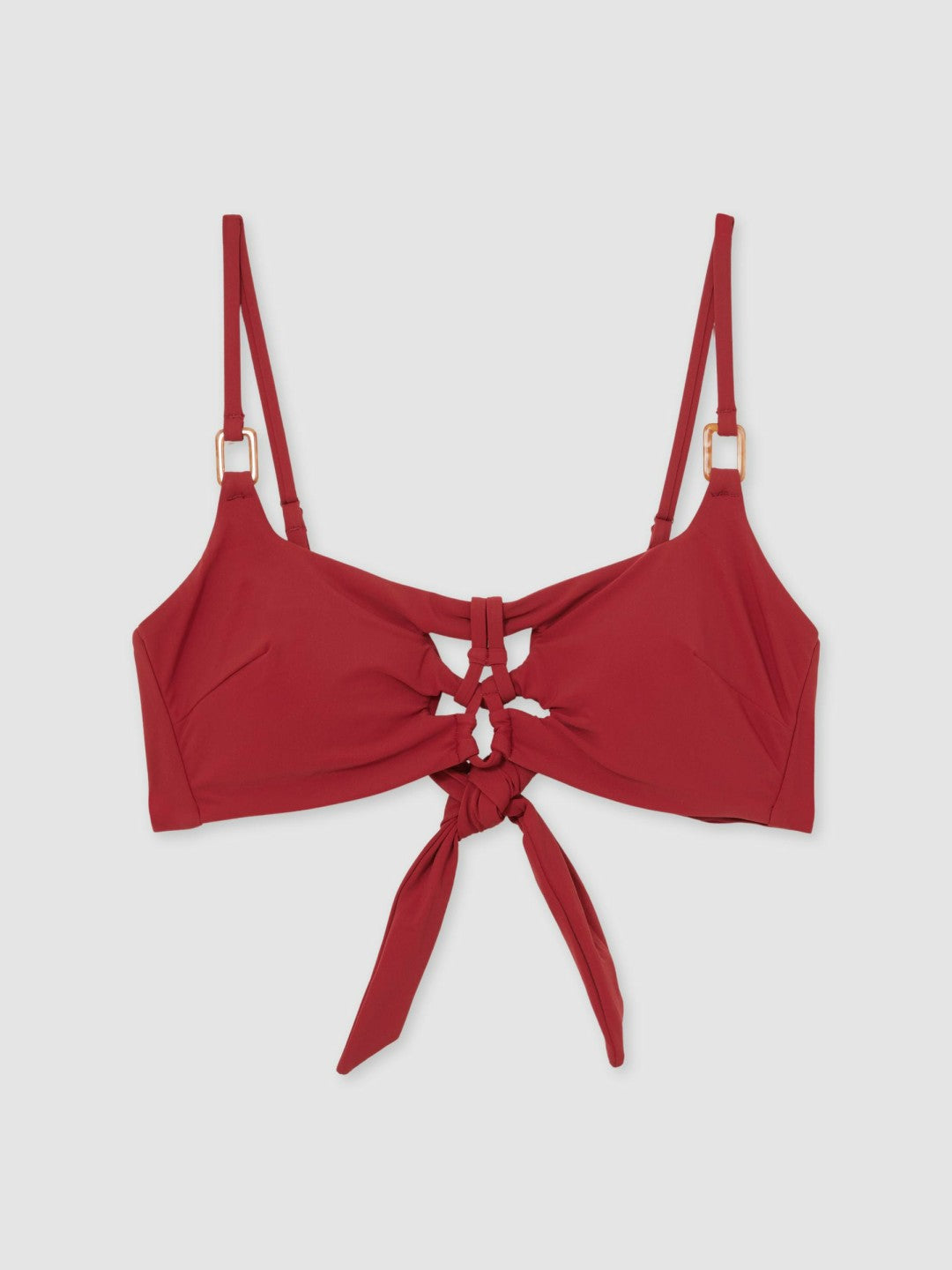 Cut-Out Detail Bikini Top in Dark Red Women | Reiss