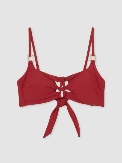 Cut-Out Detail Bikini Top in Dark Red Women | Reiss