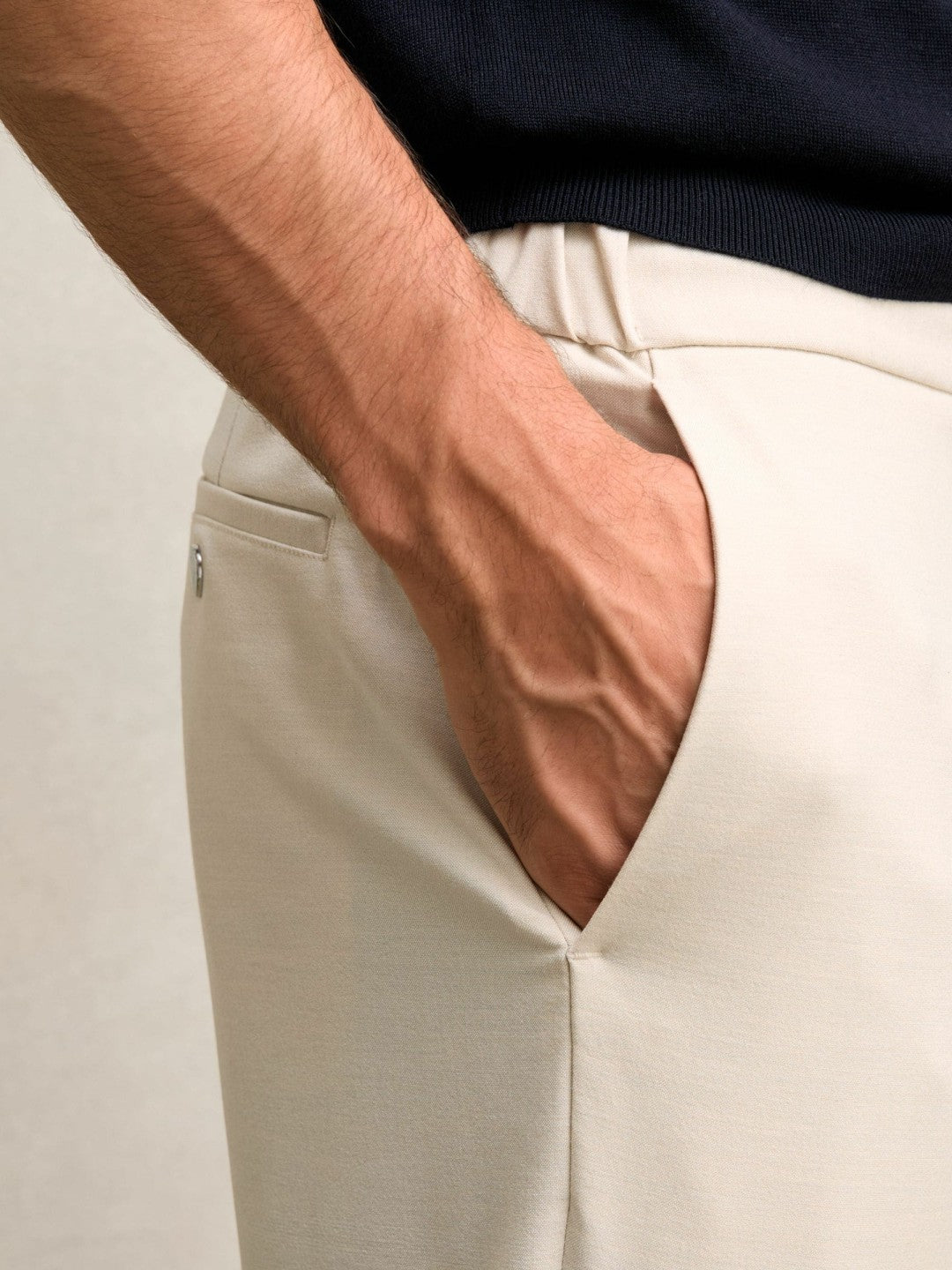 Slim-Fit Internal-Drawstring Trousers in Stone Men | Reiss