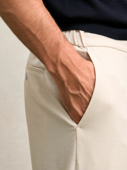 Slim-Fit Internal-Drawstring Trousers in Stone Men | Reiss