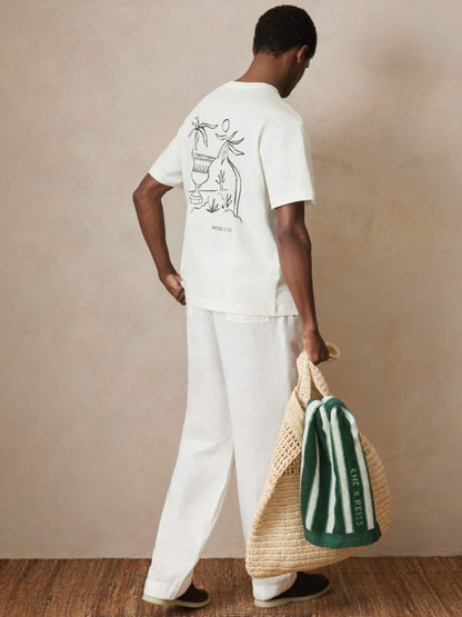 | Ché Cotton Palm-Tree T-Shirt in White Men | Reiss