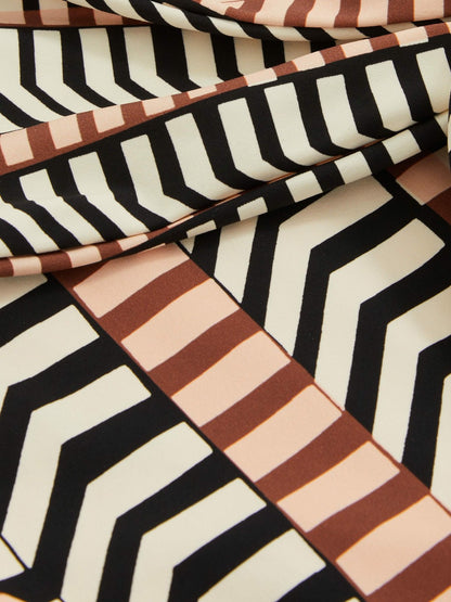 Chevron Stripe Plunge Swimsuit in Black/Brown Women | Reiss