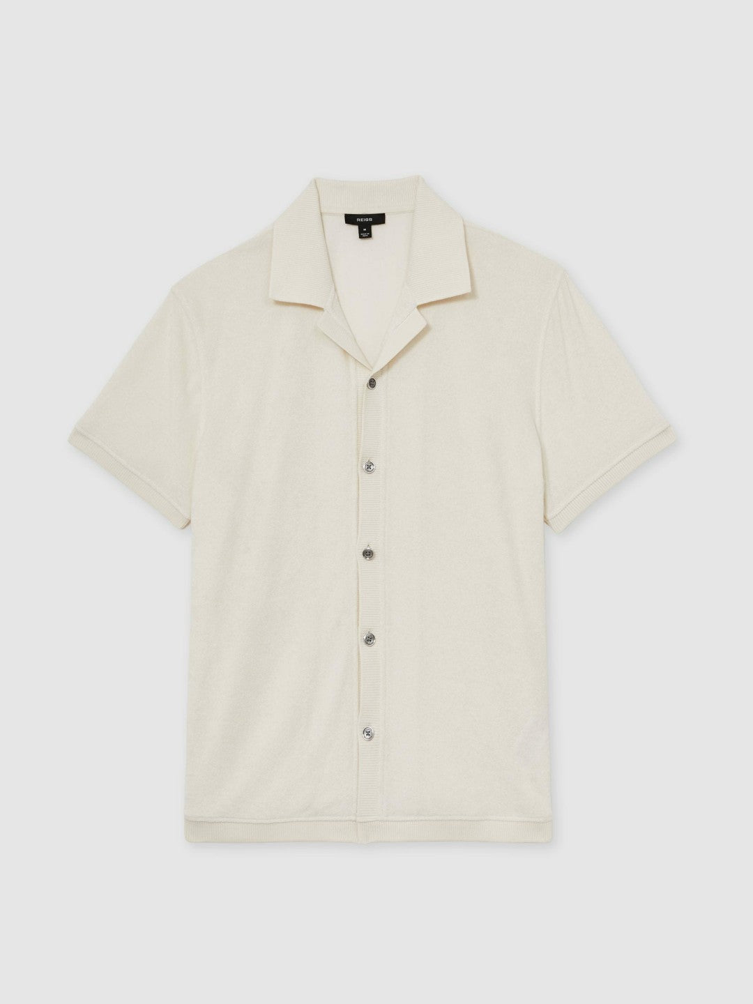 Cotton Blend Towelling Shirt in White Men | Reiss