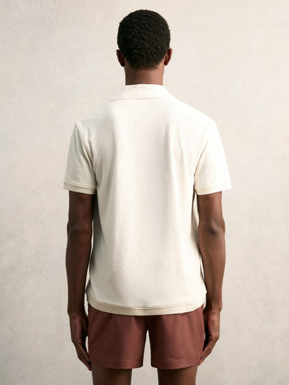 Cotton Blend Towelling Shirt in White Men | Reiss
