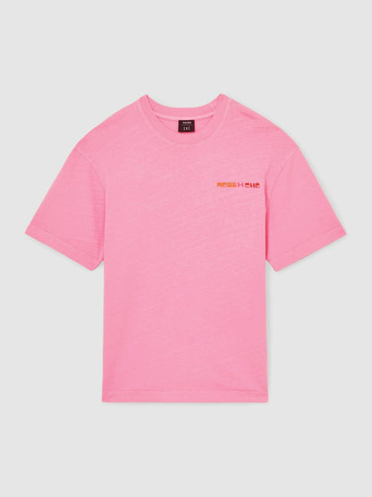 | Ché Cotton-Linen Sunset T-Shirt in Pink Men | Reiss