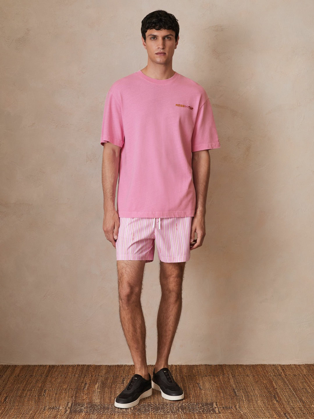 | Ché Cotton-Linen Sunset T-Shirt in Pink Men | Reiss