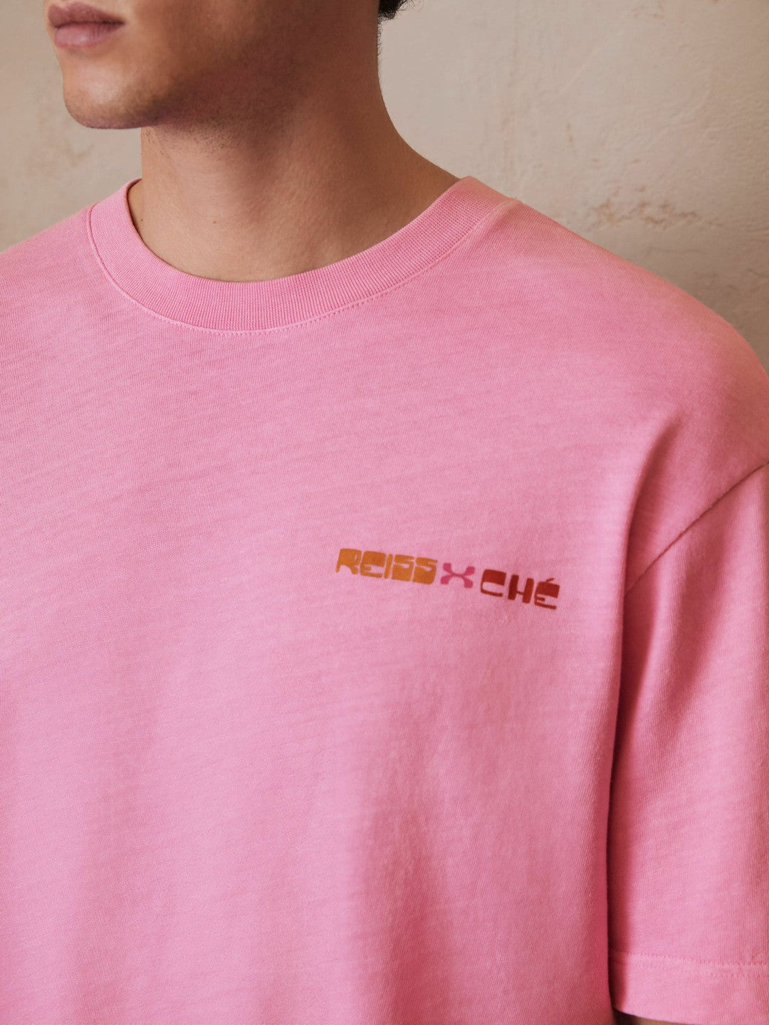 | Ché Cotton-Linen Sunset T-Shirt in Pink Men | Reiss