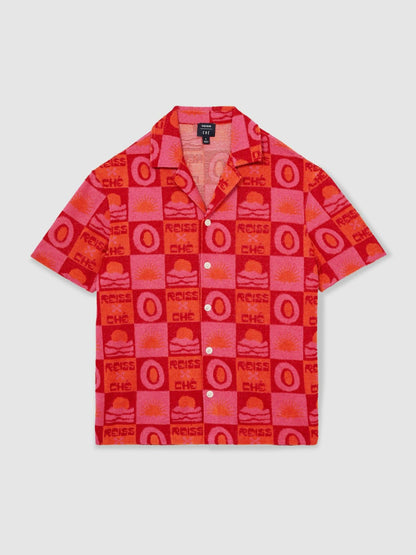 | Ché Sunset Towelling Shirt in Pink Men | Reiss