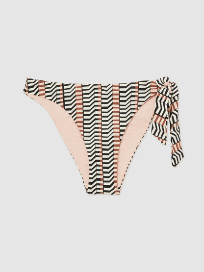 Chevron-Stripe Bikini Bottoms in Black/Brown Women | Reiss