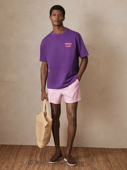 | Ché Cotton Palm-Print T-Shirt in Purple Men | Reiss