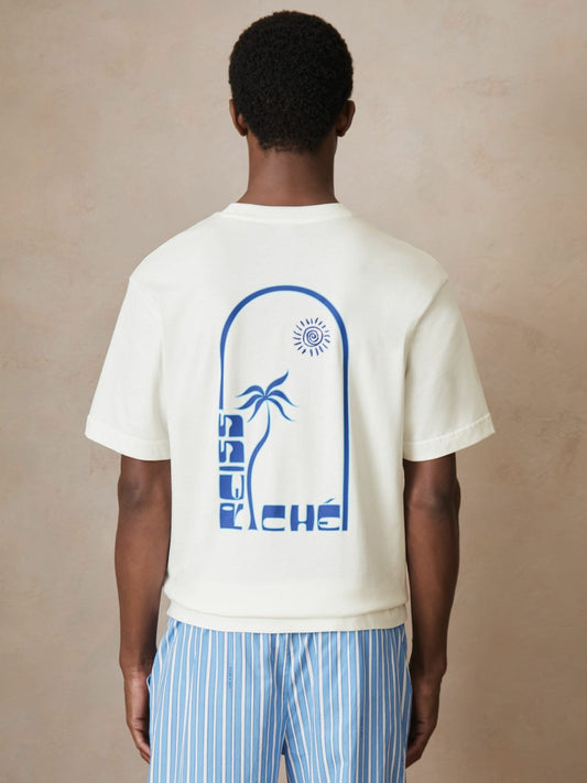 | Ché Cotton Palm-Print T-Shirt in White Men | Reiss