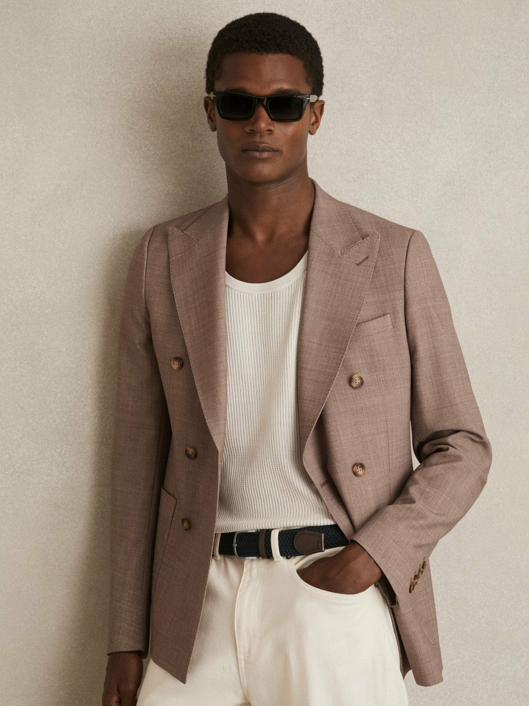 Basket Weave Belt in Navy Men | Reiss