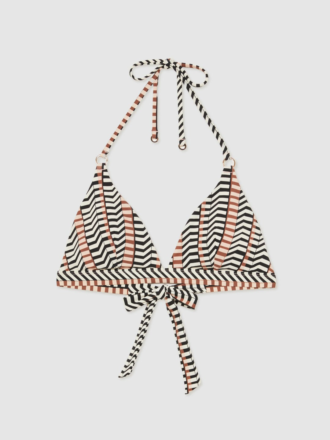 Triangle Halterneck Bikini Top in Black/Brown Women | Reiss