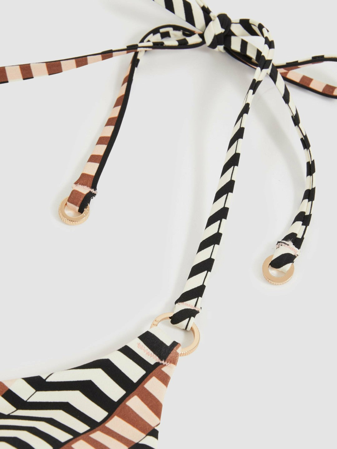 Triangle Halterneck Bikini Top in Black/Brown Women | Reiss