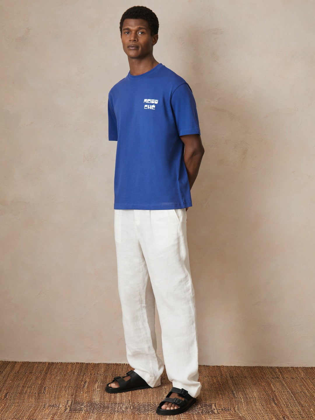| Ché Cotton Palm-Print T-Shirt in Blue Men | Reiss